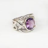 Amethyst Celtic 925 Sterling Silver Ring