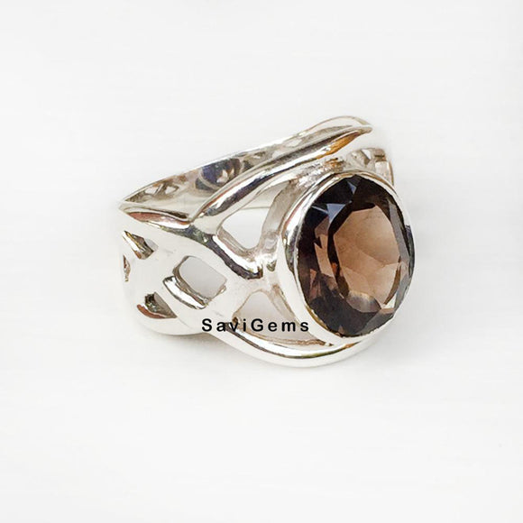 Smoky Quartz Sterling Silver Ring