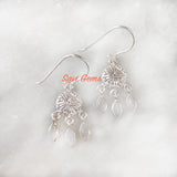 Rainbow Moonstone Chandelier Sterling Silver Earring