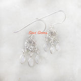 Rainbow Moonstone Chandelier Sterling Silver Earring
