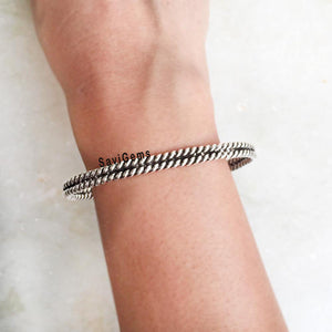 Knotted Adjustable Sterling Silver Bangle
