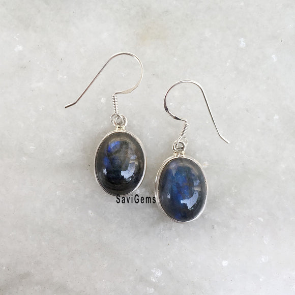 Labradorite Oval Sterling Silver Earring