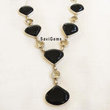 Black Onyx & Citrine Sterling Silver Necklace