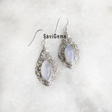 Rainbow Moonstone Filigree Sterling Silver Earring