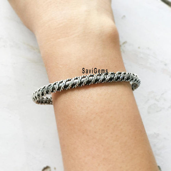 Knotted Adjustable Sterling Silver bangle