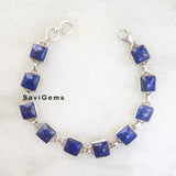 Lapis Lazuli Square Silver Bracelet