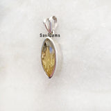 Lemon Topaz Facetted Marquise Silver Pendant