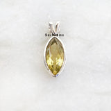 Lemon Topaz Facetted Marquise Silver Pendant