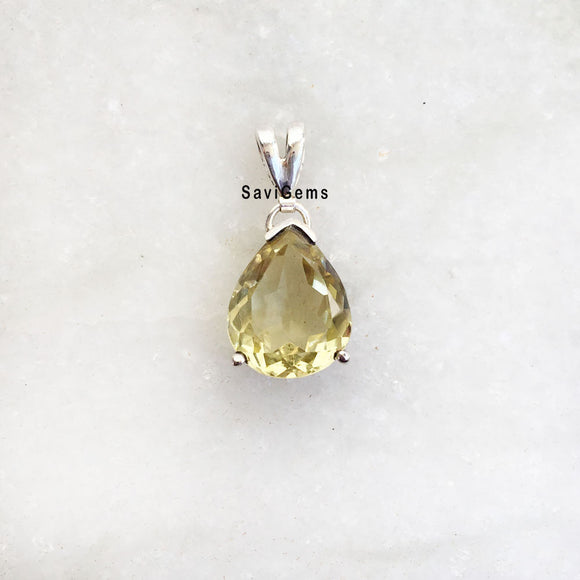 Lemon Topaz Facetted Teardrop Pendant