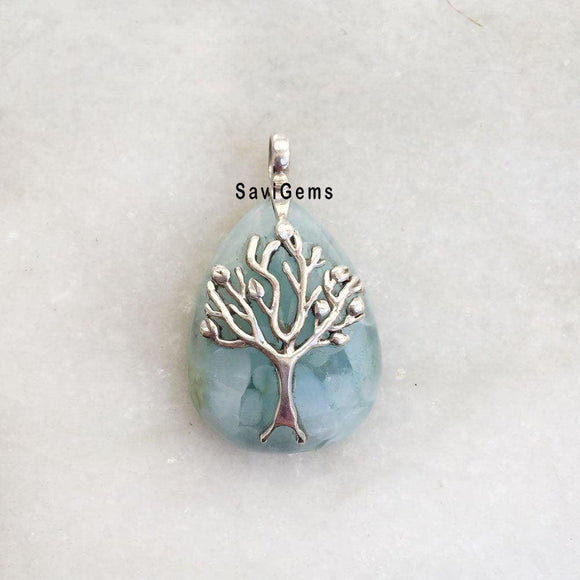 Agate Fruit Bearing Tree Sterling Silver Pendant