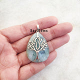 Agate Fruit Bearing Tree Sterling Silver Pendant