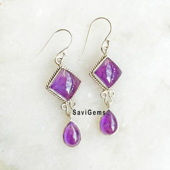 Amethyst Kite Sterling Silver Earring