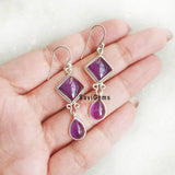 Amethyst Kite Sterling Silver Earring