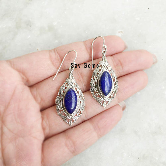 Lapis Lazuli Filigree Sterling Silver Earring