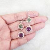 Amethyst & Green Aventurine Sterling Silver Earring