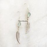 Aqua Chalcedony Feather Sterling Silver Earring