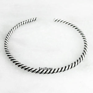 Knotted Adjustable Sterling Silver Bangle