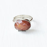 Golden Sunstone Adjustable Sterling Silver Ring