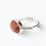 Golden Sunstone Adjustable Sterling Silver Ring