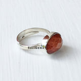 Golden Sunstone Adjustable Sterling Silver Ring