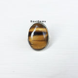 Tiger's Eye Oval Sterling Silver Ring