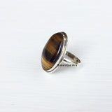 Tiger's Eye Oval Sterling Silver Ring