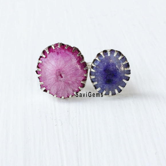 Druzy Adjustable Sterling Silver Ring