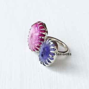 Druzy Adjustable Sterling Silver Ring