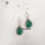 Green Onyx Teardrop Sterling Silver Earring
