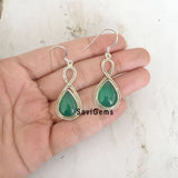 Green Onyx Teardrop Sterling Silver Earring