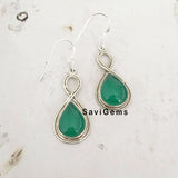 Green Onyx Teardrop Sterling Silver Earring