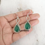 Green Onyx Teardrop Sterling Silver Earring